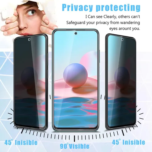 Miniatura 3 de Anbzsign[2 unidades] Protector de lente de cámara y [2 unidades] Protector de pantalla de privacidad para Xiaomi Redmi Note 10 / Redmi Note 10S