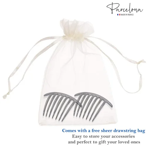Miniatura 9 de Parcelona French Twist - Juego de 2 peines de celuloide de 4 pulgadas (4.0 in), flexibles, duraderos, antideslizantes, accesorios para el cabello