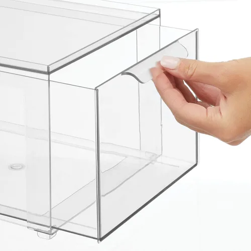 Miniatura 7 de mDesign - Caja organizadora apilable de plástico de la colección Lumiere, con cajón extraíble, para tocador, estante u organización de armario