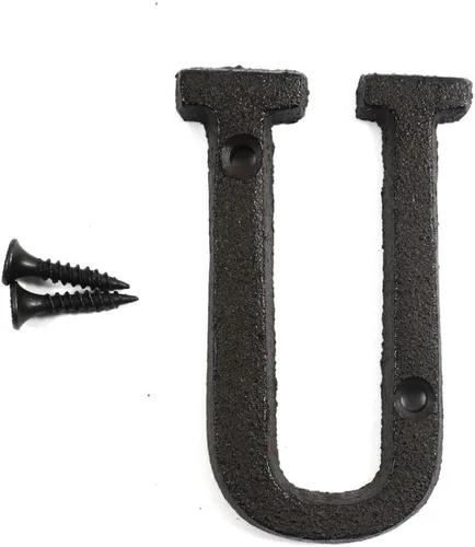 Letras del abecedario de 3" en metal de hierro fundido decorativas, estilo clásico, para colgar letreros de pared, dirección, nombre, letrero con la