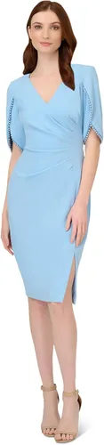 Miniatura 3 de Adrianna Papell Vestido de punto con ribete de perlas de crepé para mujer