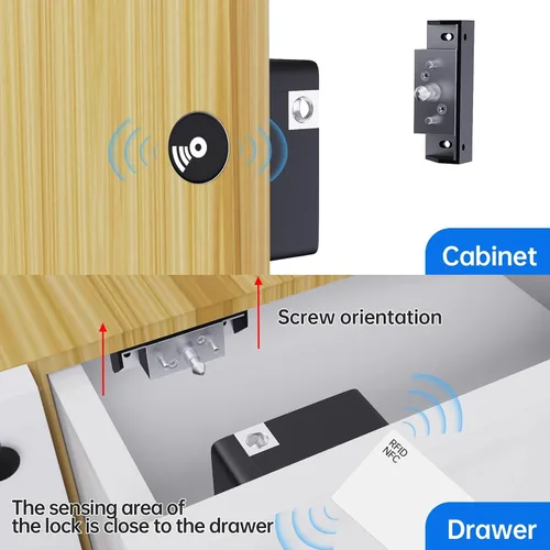 Miniatura 6 de Cerradura electrónica RFID para gabinete, cerraduras de cajón NFC inteligentes, cerradura de tarjeta oculta para muebles de madera para gabinetes