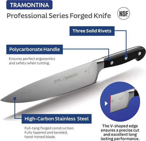 Miniatura 3 de Tramontina Pro Series Cuchillo Santoku Forjado de 7 Pulgadas, Cuchillo de Chef Japonés