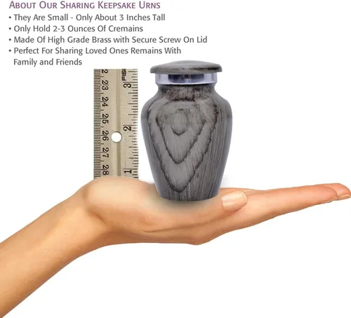 Miniatura 6 de BOLD & DIVINE Urna de recuerdo con textura de madera Urna conmemorativa de cenizas humanas, de entierro, urnas de cremación funerarias