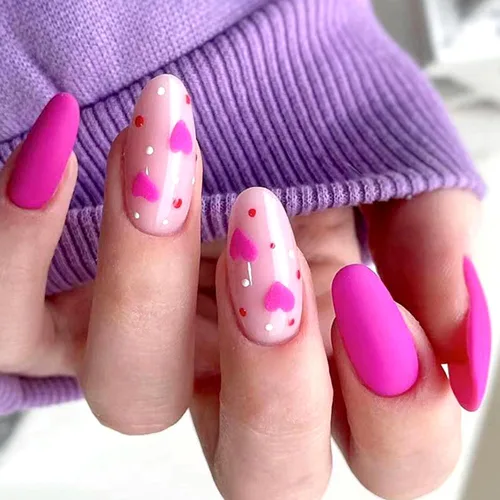 Miniatura 21 de 24 uñas acrílicas a presión, uñas postizas largas con forma de ataúd brillante, color rosa degradado, con diamantes de imitación y purpurina