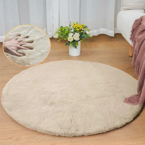 Miniatura 67 de ORINOVA Alfombra de felpa marrón claro beige de 8 x 10 pies para sala de estar, alfombra bohemia esponjosa de piel de conejo grande para dormitorio