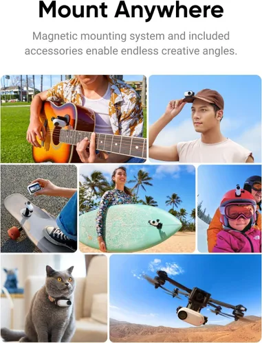 INSTA360 GO 3 (128GB) - Cámara de acción pequeña y ligera, portátil y versátil, POV manos libres, montaje en cualquier lugar, estabilización,