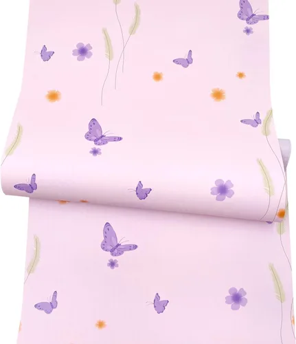 Yifely Rollo de revestimiento de estante de 9.8 pies con diseño de mariposa morada, extraíble, para muebles, papel de PVC, 118 x 17.7 pulgadas,