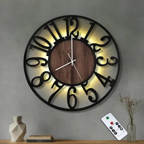 Miniatura 9 de Reloj de pared silencioso de 20 pulgadas con luz nocturna, reloj de pared decorativo que brilla en la oscuridad, funciona con pilas, relojes