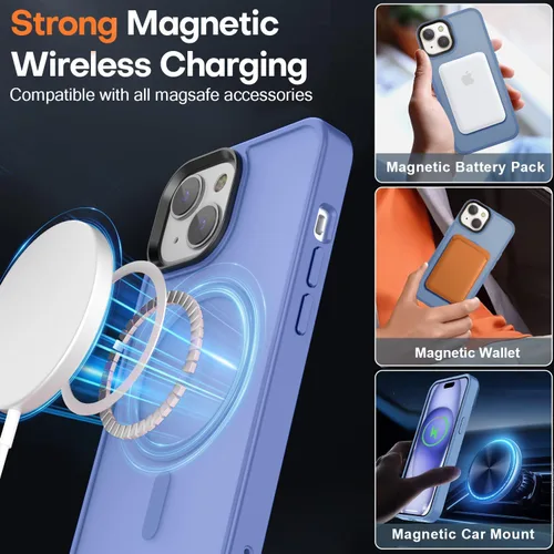 Miniatura 64 de Fuerte magnético para iPhone 11, compatible con Magsafe, [resistente a caídas de 13 pies] Funda trasera translúcida mate con sensación de piel