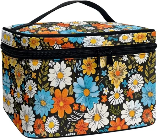 Miniatura 36 de JoyLamoria Bolsa de Maquillaje Portátil Bolsa de Cosméticos de Viaje Bolsa de Maquillaje con Gran Capacidad Bolsa con Cremallera, Aztec Southwestern