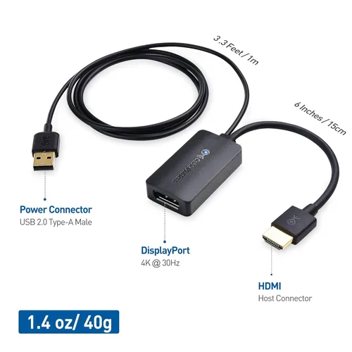 Miniatura 2 de Cable Matters Adaptador HDMI a DisplayPort unidireccional de hasta 4K a 30Hz