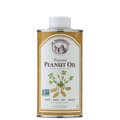 La Tourangelle, Aceite de Maní Tostado, Tostado Lento Prensado por Expulsor para Sabor Rico, Perfecto para Cocinar y Hornear, Calor Medio-Alto, Sin