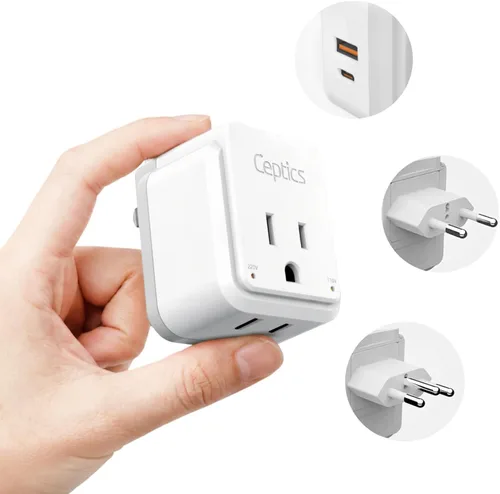 Miniatura 14 de Ceptics Adaptador de Enchufe de Corriente Internacional Juego de Viaje, 20W PD y QC, USB Dual Seguro y USB-C 3.1A - 2 Tomas de EE.UU. - Compacto