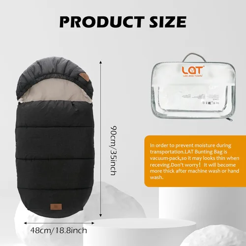 Miniatura 2 de LAT - Saco de dormir para bebé, cálido, universal, saco de dormir para cochecito para clima frío, saco impermeable para niños pequeños