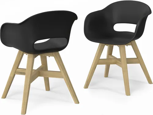 SIMPLIHOME Kona SOLID ACACIA WOOD - Silla de comedor contemporánea de plástico (juego de 2) de plástico (juego de 2) en color negro para el comedor