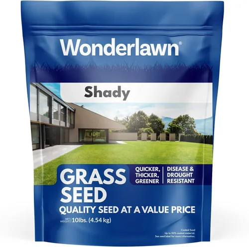 Barenbrug Wonderlawn Shady Grass Seed Mix para el cuidado del césped y el paisajismo, bolsa de 10 libras