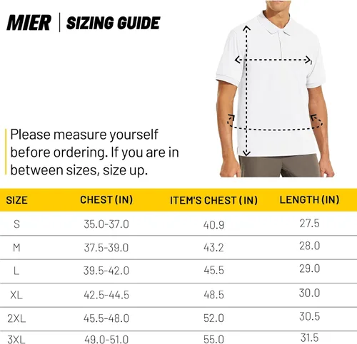 Miniatura 7 de MIER Men's Golf Polo Shirt with Pocket Short Sleeve Quick Dry Collared Work Casual Shirts UPF 50+ Performance Polyester