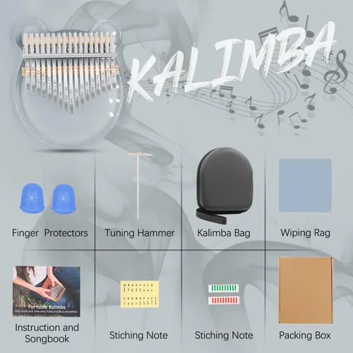 Miniatura 4 de Piano de Pulgar Acrílico Kalimba, YUNDIE Portátil 17 Teclas Piano de Dedo de Cristal Mbira, Instrumentos Musicales Regalo de Cumpleaños para Adultos