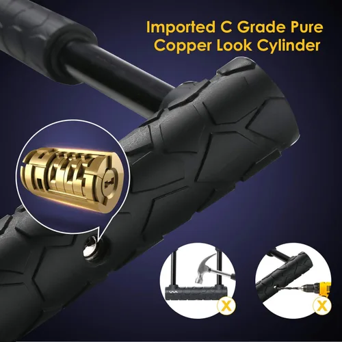 Miniatura 3 de Candado de bicicleta resistente antirrobo, cerradura en U para bicicleta con llave con cable de seguridad de 4 pies y soporte de montaje