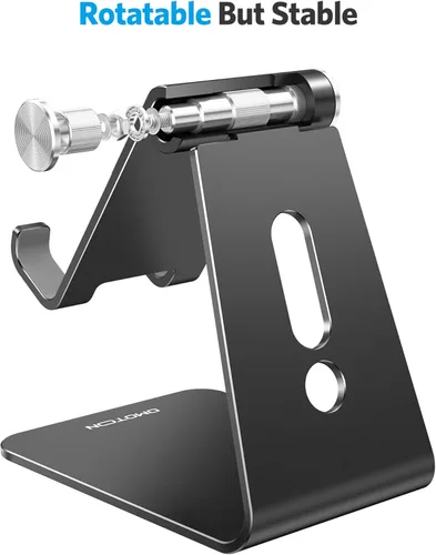 Miniatura 7 de OMOTON Soporte ajustable para teléfono celular, base soporte para teléfono de escritorio de aluminio C2, compatible con iPhone 15, 14, 13, XS, XR, 8