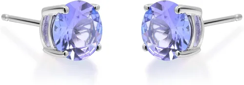 Miniatura 3 de Gin & Grace Pendiente de tanzanita natural azul de oro blanco de 14 quilates para mujer, Oro blanco Gema, Tanzanita