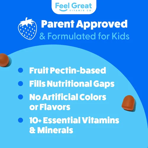 Miniatura 6 de Gomitas multivitamínicas Feel Great Kids Vitaminas con sabor a cítricos y fresa para niños Gomitas multivitamínicas con vitamina D para el apoyo