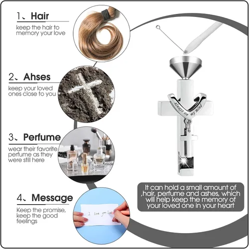 Miniatura 3 de Fumete 6 piezas de collar de cenizas, joyería de urna para cenizas humanas, colgante conmemorativo - para hombres y mujeres