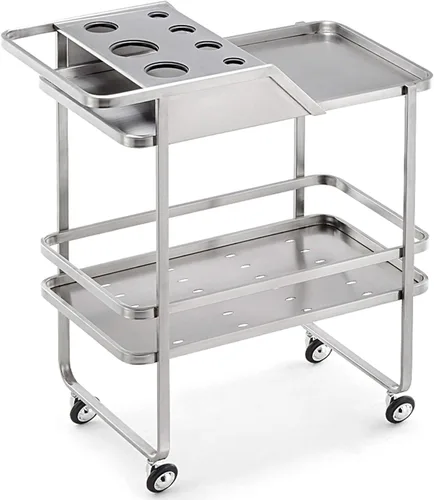 Miniatura 8 de Bandeja de spa de salón de belleza, carrito rodante, equipo de spa para el cabello con ruedas, almacenamiento de tatuajes de peluquería, color negro