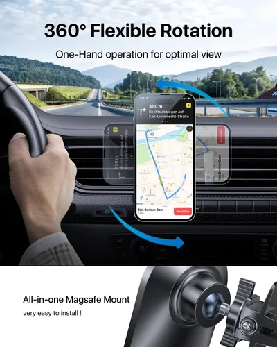 Miniatura 6 de andobil Actualizado para Montura de Coche Magsafe Pro [Ímpetu Más Fuerte, Compatible con Teléfonos Grandes] Soporte Magnético Giratório 360°