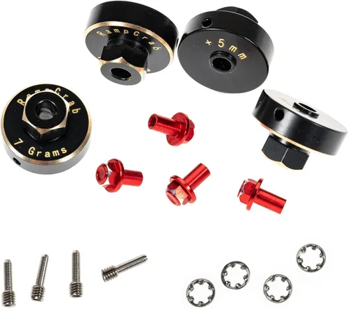 Kit de extensión de cubos de rueda hexagonales + 0.197 in para SCX24 AX24, espaciadores de rueda de cubo hexagonal extendido de latón, piezas de Rojo