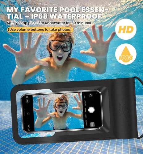 Miniatura 4 de HiRui Funda impermeable universal para teléfono con pantalla táctil, IP68 impermeable, bolsa seca para playa, compatible con iPhone Negro