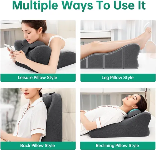 Miniatura 5 de MOONYOOY Almohada ergonómica de apoyo de espuma viscoelástica y cojín de elevación de piernas, soporte de espalda de espuma viscoelástica