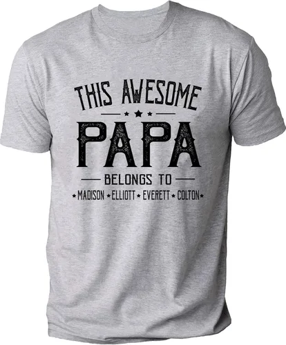 Miniatura 4 de Personalized Grandpa Papa Dad Kids Grandkids with Name T-Shirt, Custom Grandpa Papa Fathers Day Christmas Birthday Gifts.