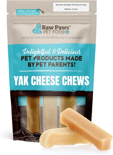 Raw Paws Himalayan Yak - Masticables para perros, medianos (3 unidades) – Empaquetados en Estados Unidos – Masticables tibetanos de queso de yak
