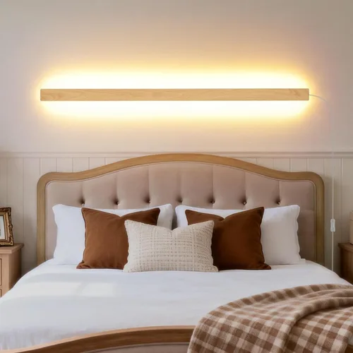 Miniatura 21 de KELUOLY Lámparas de pared modernas con enchufe, aplique de pared LED negro mate de 31.4 pulgadas, lámpara de pared interior acrílica cálida blanca