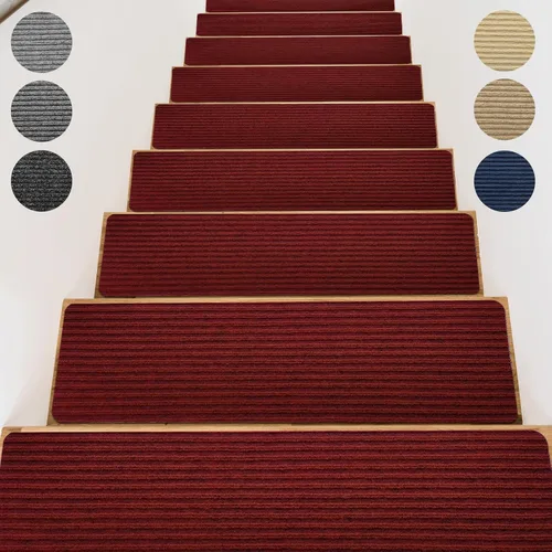 Miniatura 18 de Alfombras para peldaños de madera - Cinta antideslizante para alfombra de escaleras, pelar y pegar con cinta adhesiva doble, juego de 15 hojas