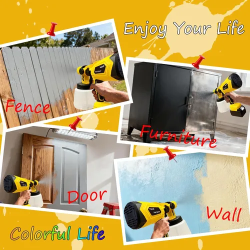 Miniatura 7 de Pulverizador de pintura sin aire para pintura de casas/muebles, pistola de pintura inalámbrica con batería de 2 x 3.0 Ah, 4 boquillas de 3 patrones