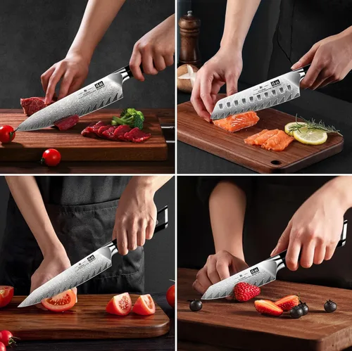 Miniatura 6 de Juego de cuchillos de cocina de Damasco SHAN ZU, juego de 7 piezas de cuchillos profesionales para chefs, cuchillos de acero Super Steel 10Cr15CoMoV