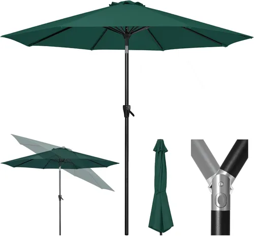 Tempera Patio Market - Sombrilla de mesa para exteriores con botón de inclinación y manivela, sombrilla grande con poste resistente y toldo Verde