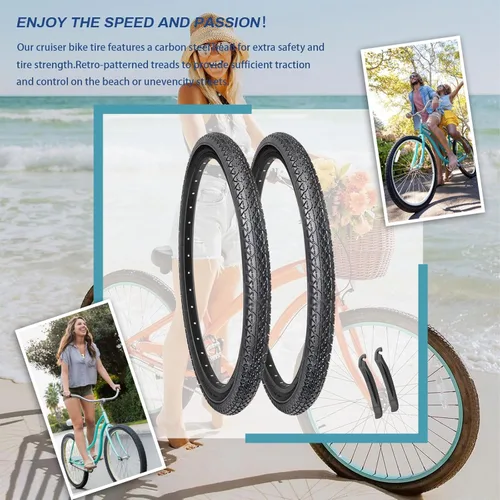 Miniatura 7 de Hycline Neumáticos de bicicleta Cruiser de 26 "x2.125": neumáticos de repuesto plegables de 26 pulgadas para crucero de playa y bicicleta de viaje