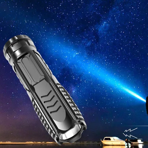 Miniatura 5 de 2 unids LED recargable USB de largo alcance mini portátil hogar resistente linterna iluminación LED linternas de alto brillo ajustable luz de flash