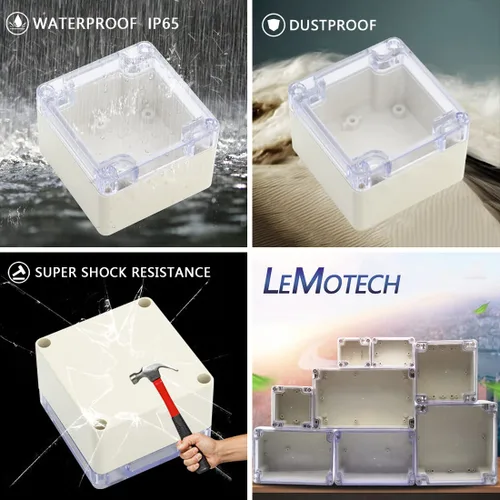 Miniatura 7 de LeMotech - Caja de derivación de plástico ABS IP65 a prueba de polvo e impermeable, recinto eléctrico universal para proyectos, color gris