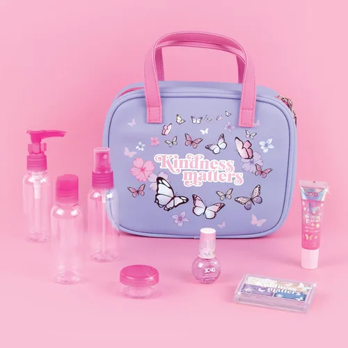 Miniatura 3 de 3C4G Juego de artículos de tocador y cosméticos de viaje para niños Butterfly Away con botellas de viaje aprobadas por la TSA, brillo de labios