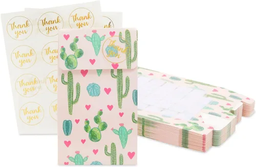 Miniatura 6 de Bolsas de regalo de cactus para fiesta de cumpleaños (rosa, paquete de 24)