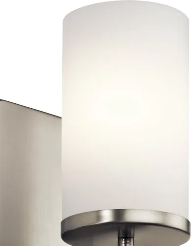 Miniatura 6 de Kichler Crosby 45495NI - Aplique de pared de 9.25 pulgadas en níquel cepillado, 1 luz contemporánea para pasillo o baño con cristal de ópalo