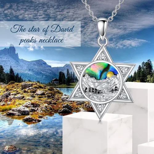 Miniatura 3 de PROESS Collar de plata de ley con colgante de montaña y sol de semilla de mostaza/masónico/brújula para mujeres y hombres, collar con colgante