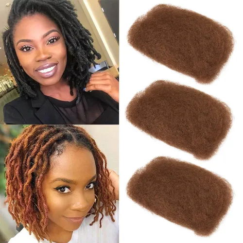 Miniatura 16 de Extensiones de cabello 100% humano afro a granel 100% humano, 3 paquetes de 5.29 oz de cabello rizado afro apretado a granel para hacer/reparar