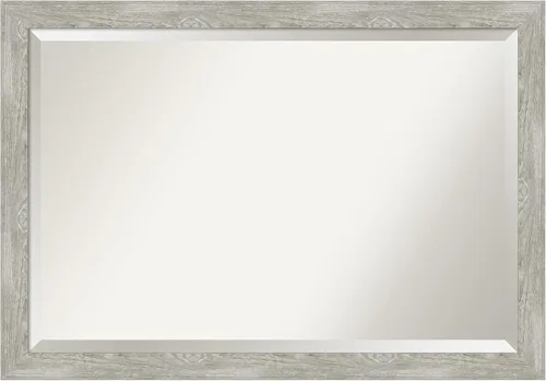 Miniatura 24 de Amanti Art Espejo de baño gris para sobre el fregadero, espejo rectangular gris rústico de corteza de 25 x 21 pulgadas, marco rústico de campo