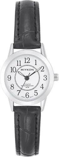Miniatura 8 de Miykon Relojes para mujer – Delicado pequeño reloj analógico para mujer con correa de cuero vegano negro – Segundero, pulido iónico, cristal